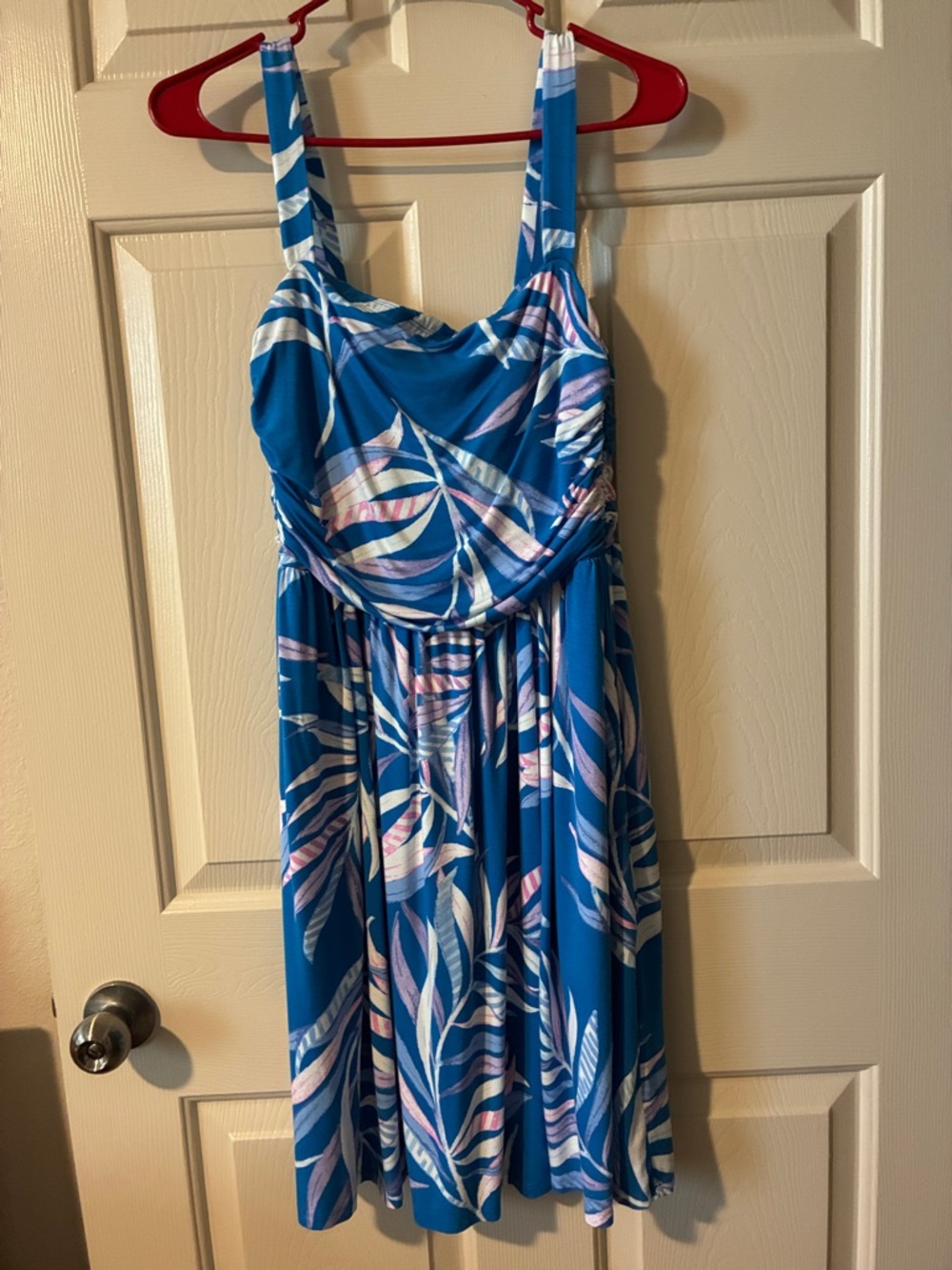 Soma Blue Tropical Leaf Print Sundress